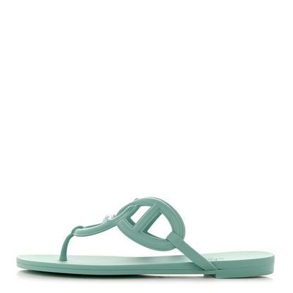 Hermes Rubber Womens Egerie Sandals 36 Vert Embrun 1 of 9