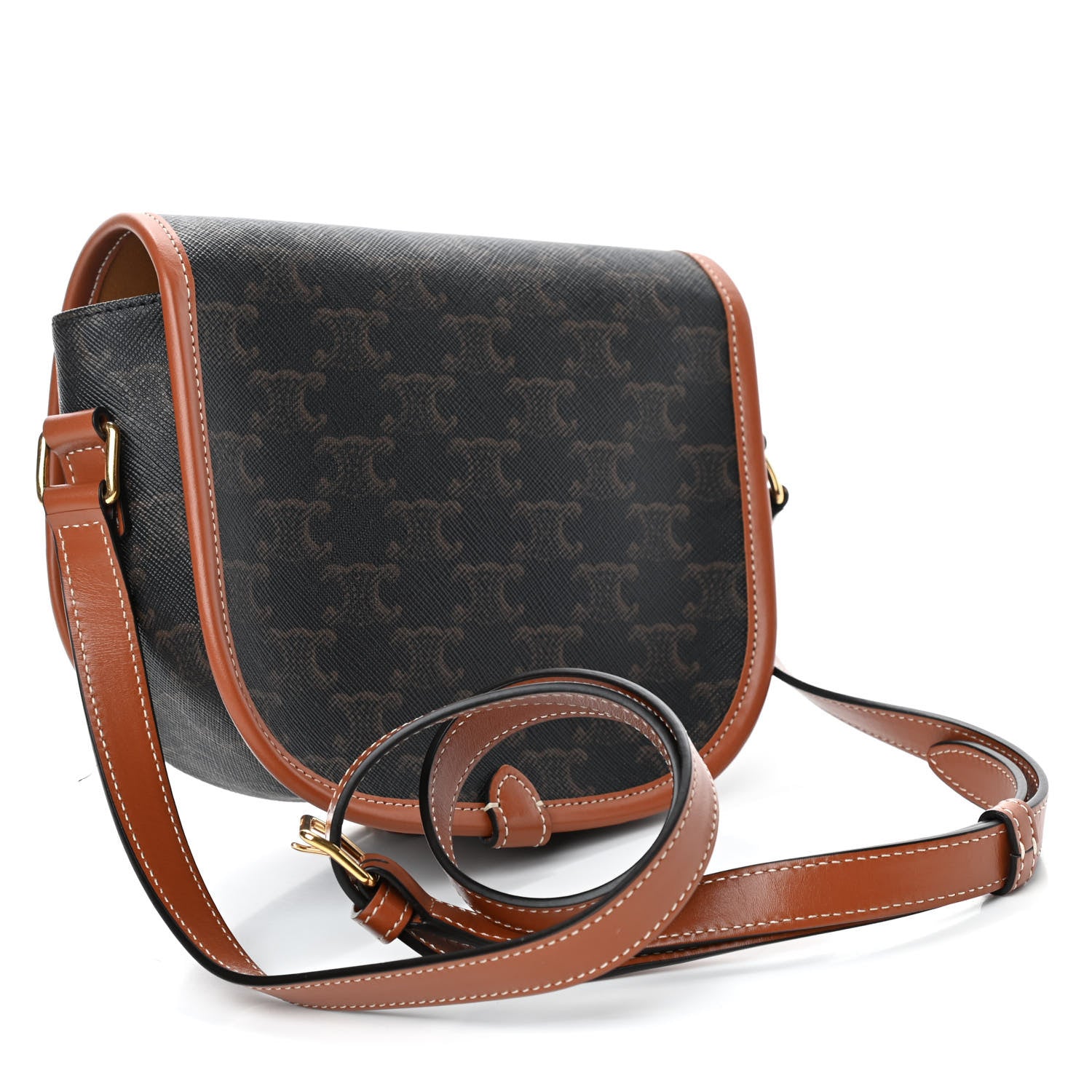 Celine Triomphe Canvas Medium Folco Bag Tan 2 of 4