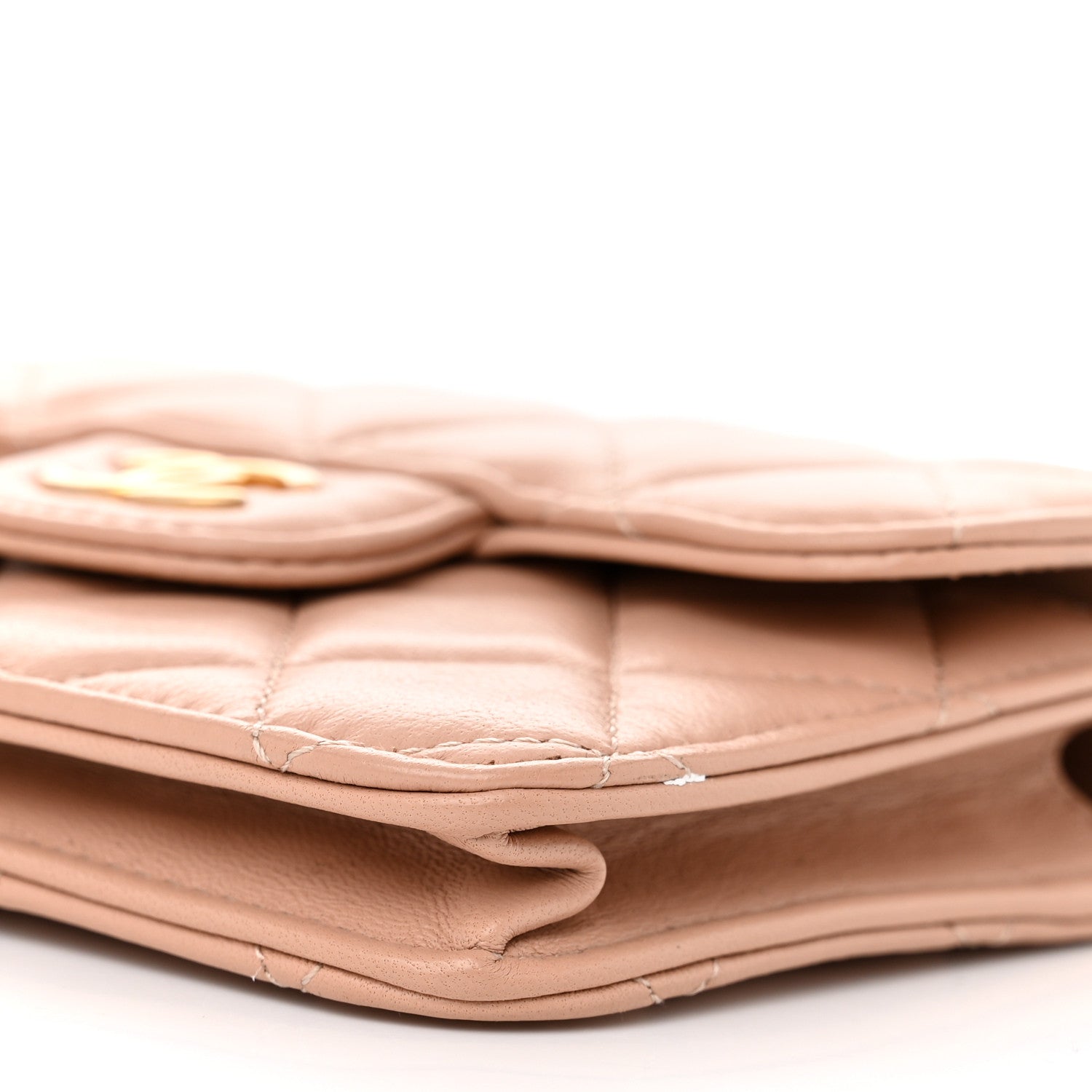 Chanel Lambskin Quilted Top Handle Flap Coin Purse With Chain Beige 11 of 13