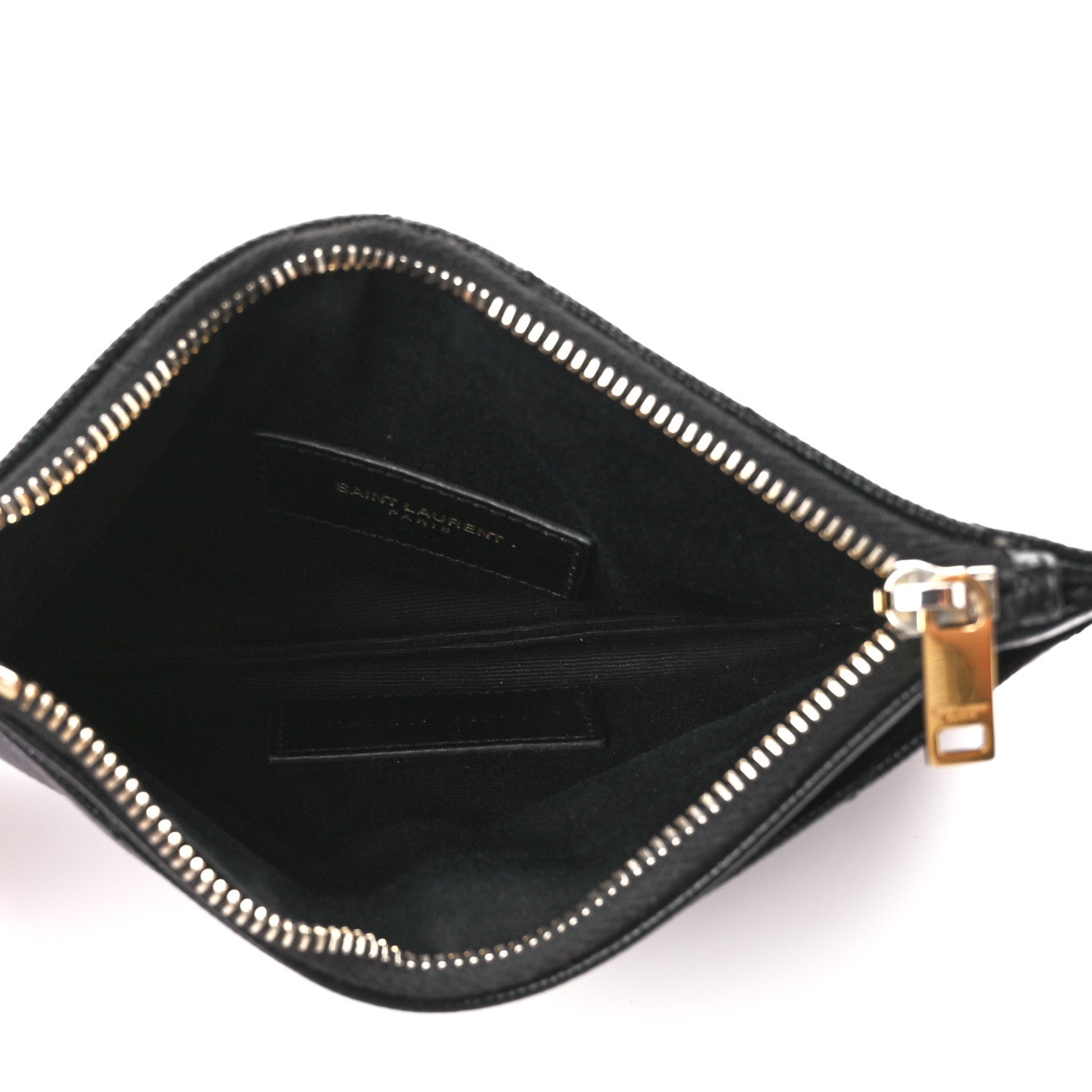 Saint Laurent Grain De Poudre Chevron Monogram Bill Pouch Black 5 of 12