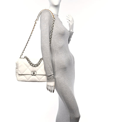 Chanel Lambskin Quilted Large Chanel 19 Flap White 2 of 10