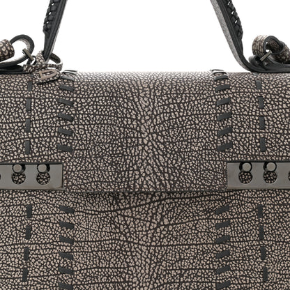 Delvaux Grained Calfskin MM Tribal Stitch Tempete Satchel Ebene Ivory Black 8 of 10