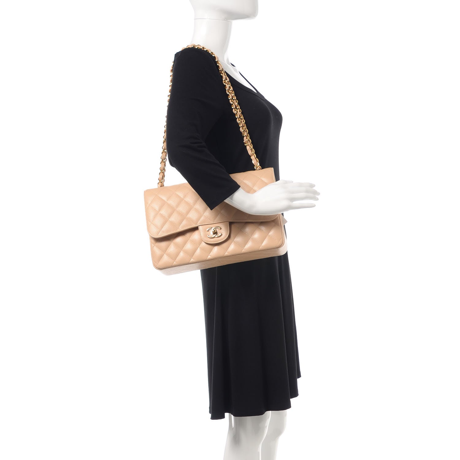 Chanel Caviar Quilted Jumbo Double Flap Beige Clair 2 of 9