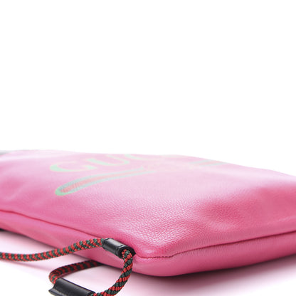 Gucci Grained Calfskin Logo Drawstring Backpack Box Pink Green Black 4 of 8