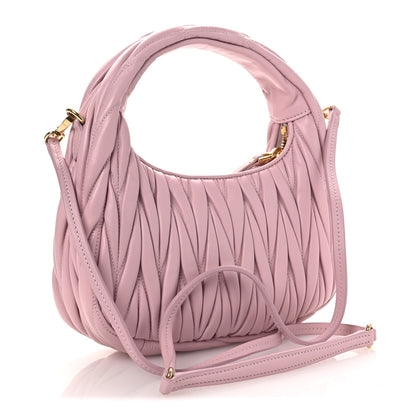 Miu Miu Nappa Matelasse Small Wander Hobo Alabaster Pink 3 of 10
