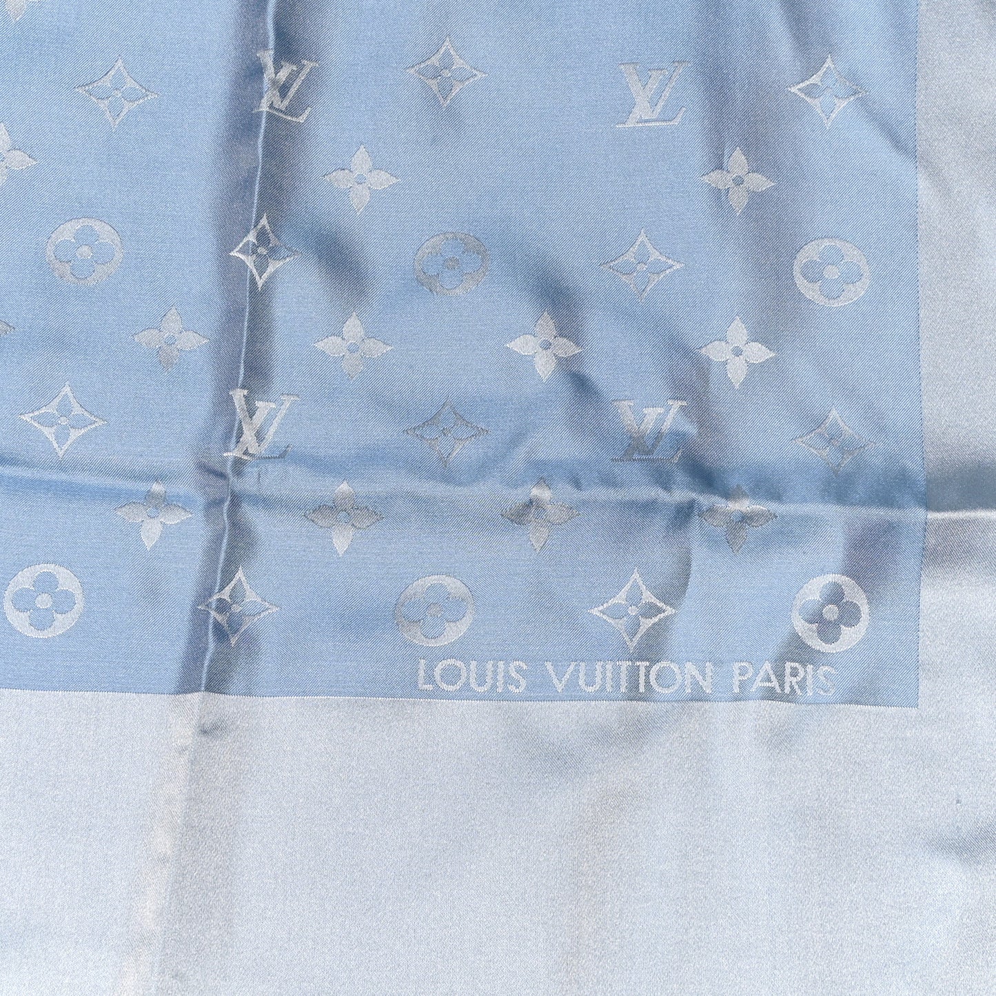 Silk Monogram Scarf Stole Blue