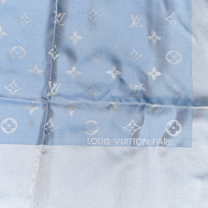 Louis Vuitton Silk Monogram Scarf Stole Blue 3 of 4