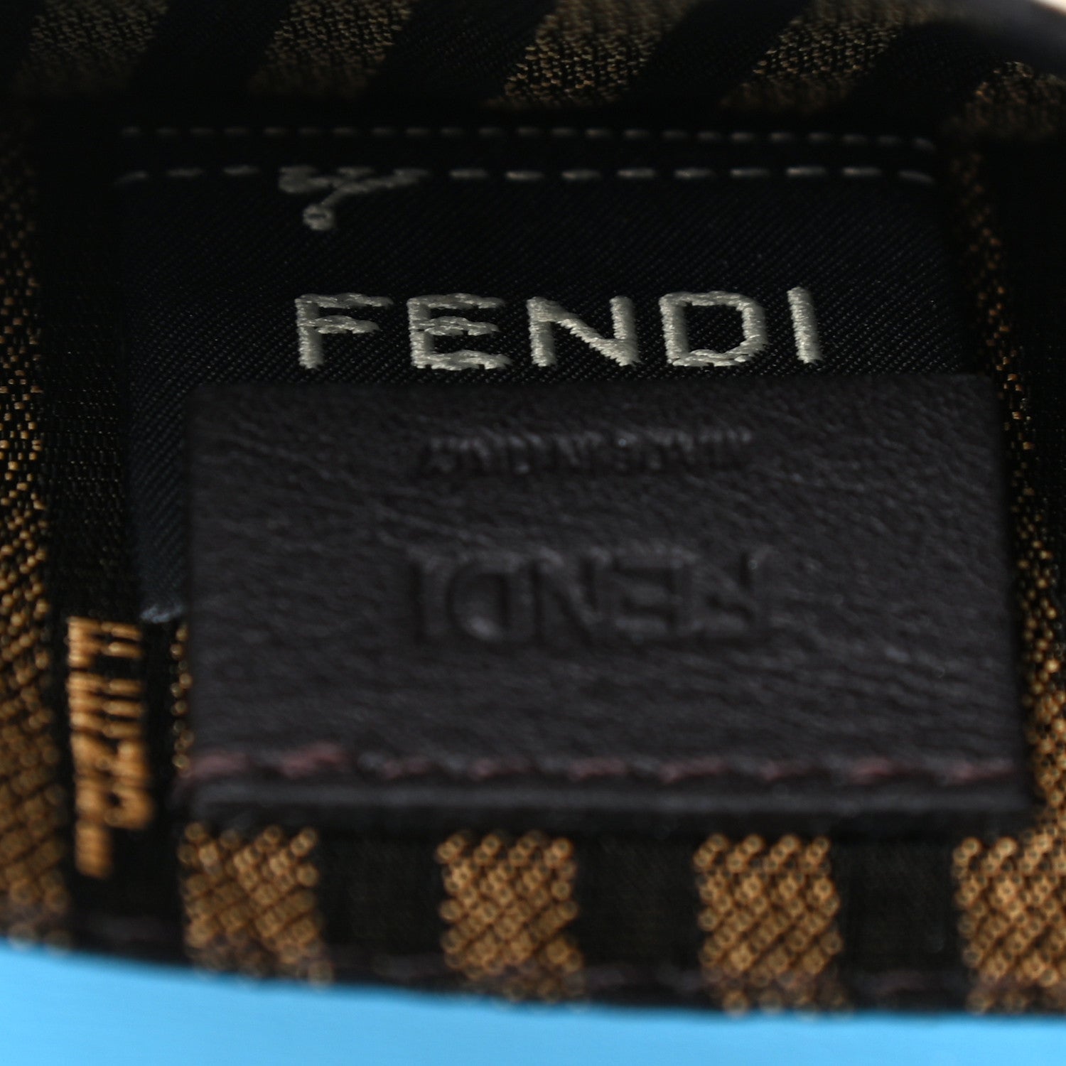 Fendi X SARAH COLEMAN Vitello Liberty Ceylon Micro FF Fish Eye Embossed Fold Over Card Holder Wallet Multicolor Cyber Blue 7 of 8