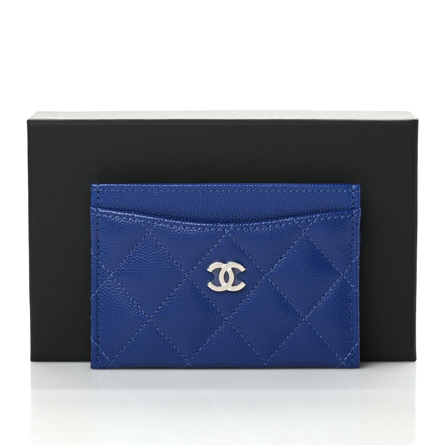 Chanel Caviar Quilted Card Holder Blue 9 of 9