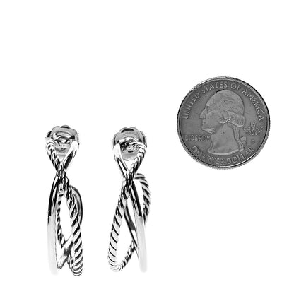 David Yurman Sterling Silver Crossover Cable Hoop Earrings 2 of 4