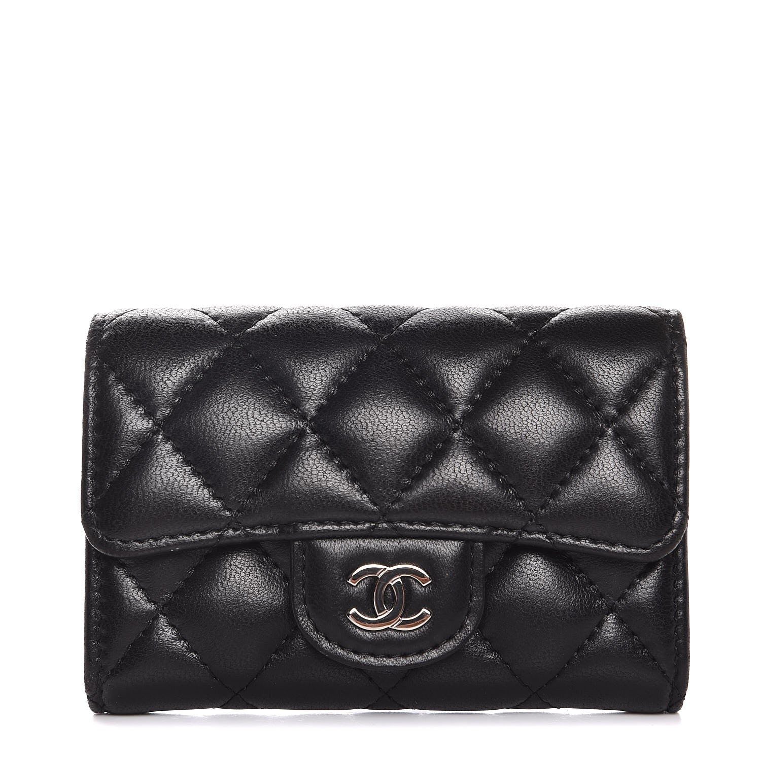 Chanel Lambskin Quilted Flap Card Holder Black 1 of 8