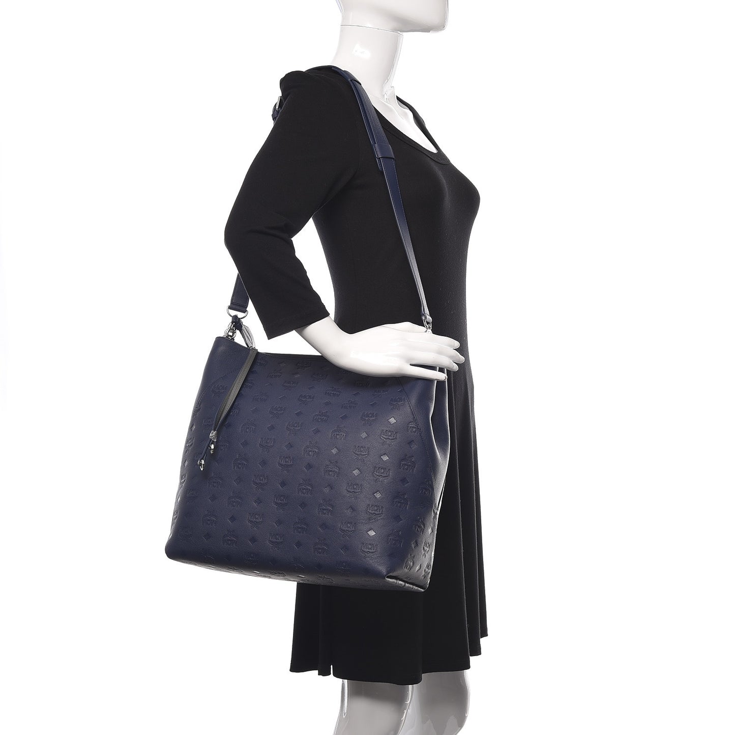 Calfskin Ottomar Monogram Large Klara Hobo Navy Blue