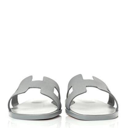 Hermes Epsom Oran Sandals 36.5 Bleu Glacier 2 of 9