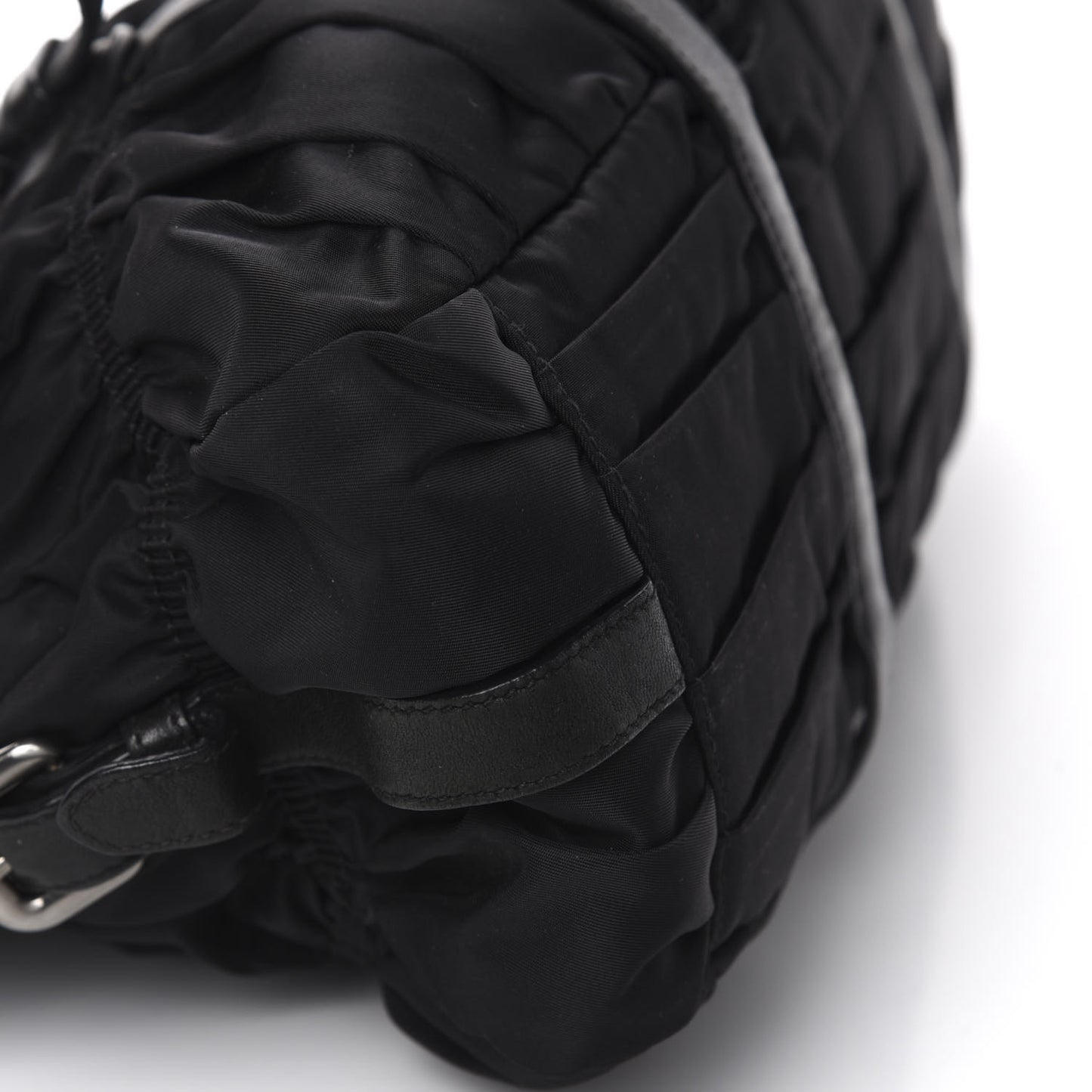 Tessuto Nylon Nappa Braided Gaufre Shoulder Bag Black