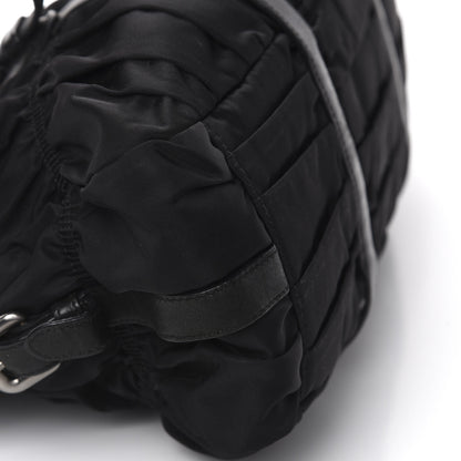 Prada Tessuto Nylon Nappa Braided Gaufre Shoulder Bag Black 6 of 9