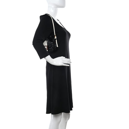Fendi Satin Sequin Paillettes Elaphe Plexiglass Mini Baguette 1997 Black Avorio 2 of 12