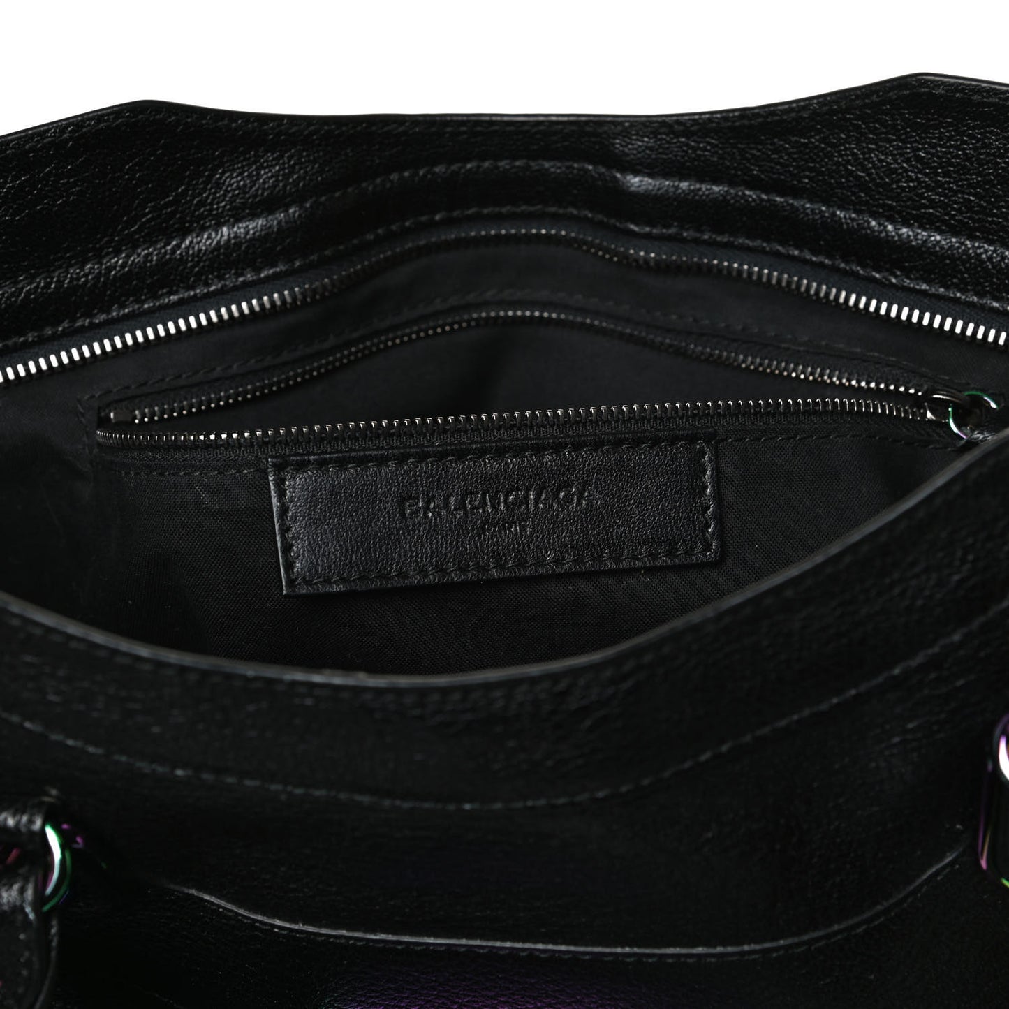 Chevre Iridescent Metallic Edge Hardware City Black