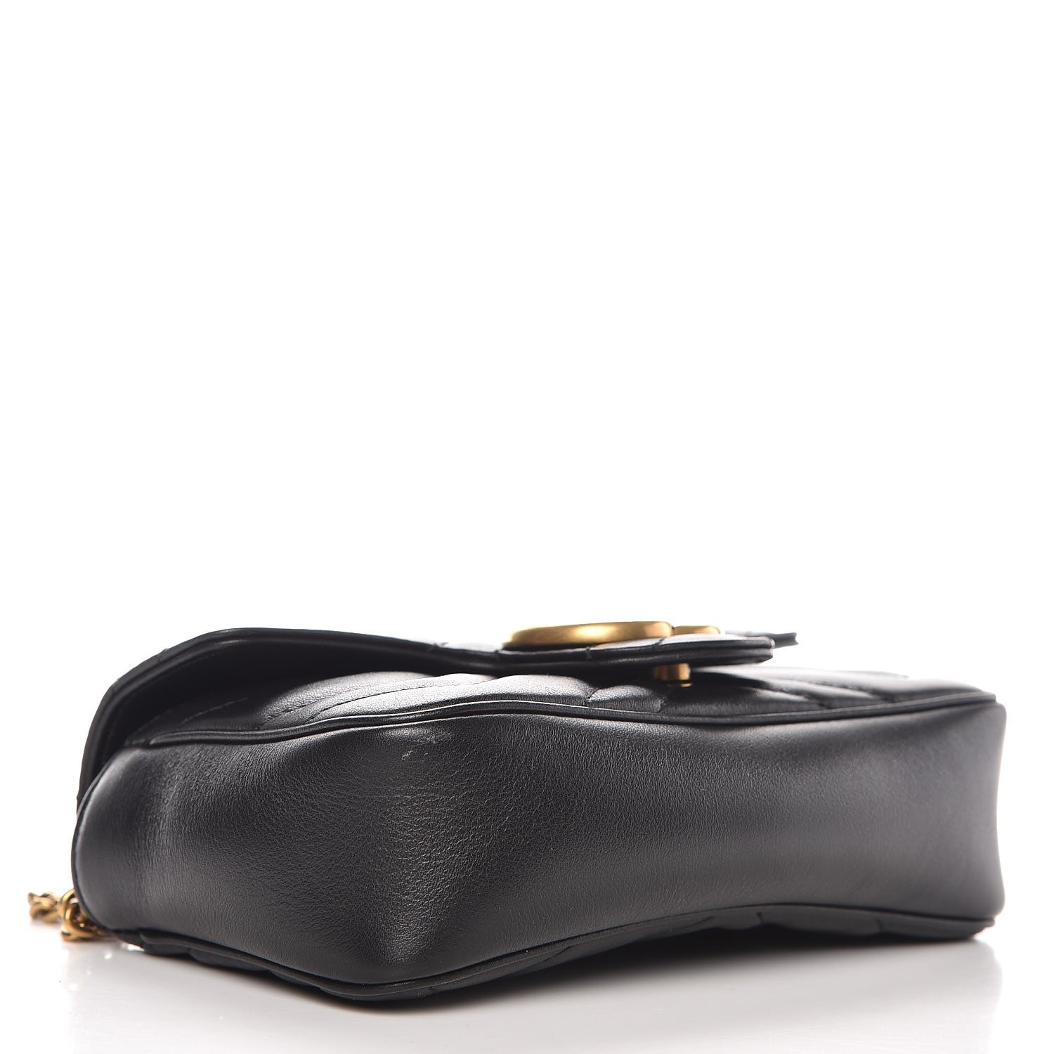 Gucci Calfskin Matelasse Super Mini GG Marmont Shoulder Bag Black 4 of 9