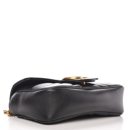 Gucci Calfskin Matelasse Super Mini GG Marmont Shoulder Bag Black 4 of 9