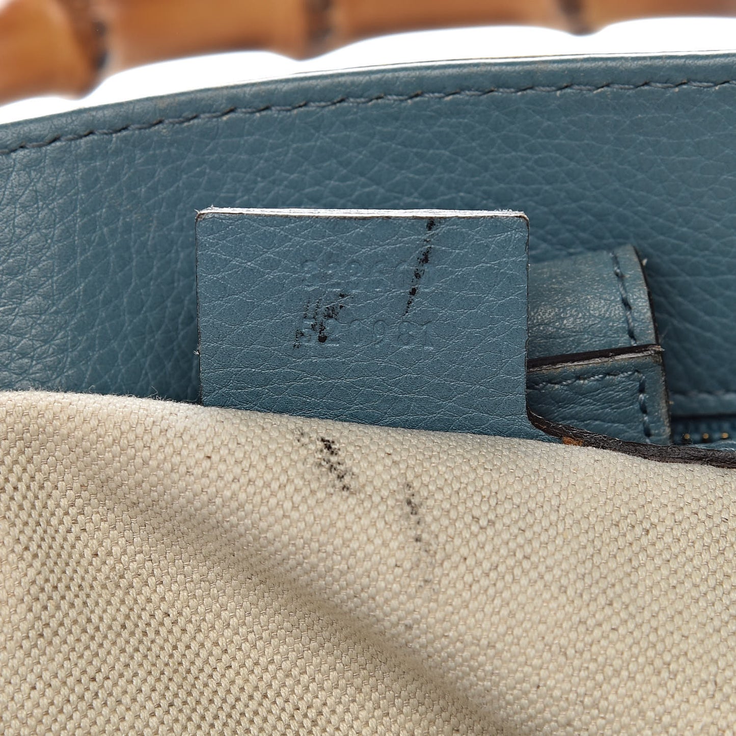 Pebbled Calfskin Medium Bamboo Shopper Tote Light Blue