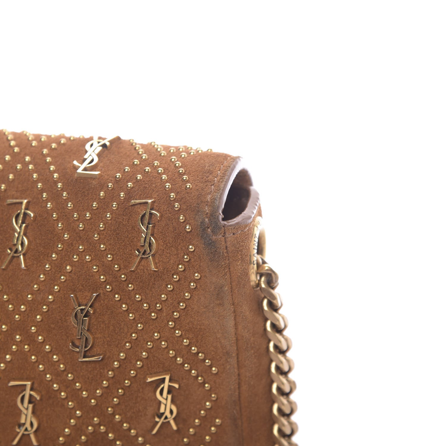Saint Laurent Suede Studded Monogram Kate 99 Cinnamon 9 of 13
