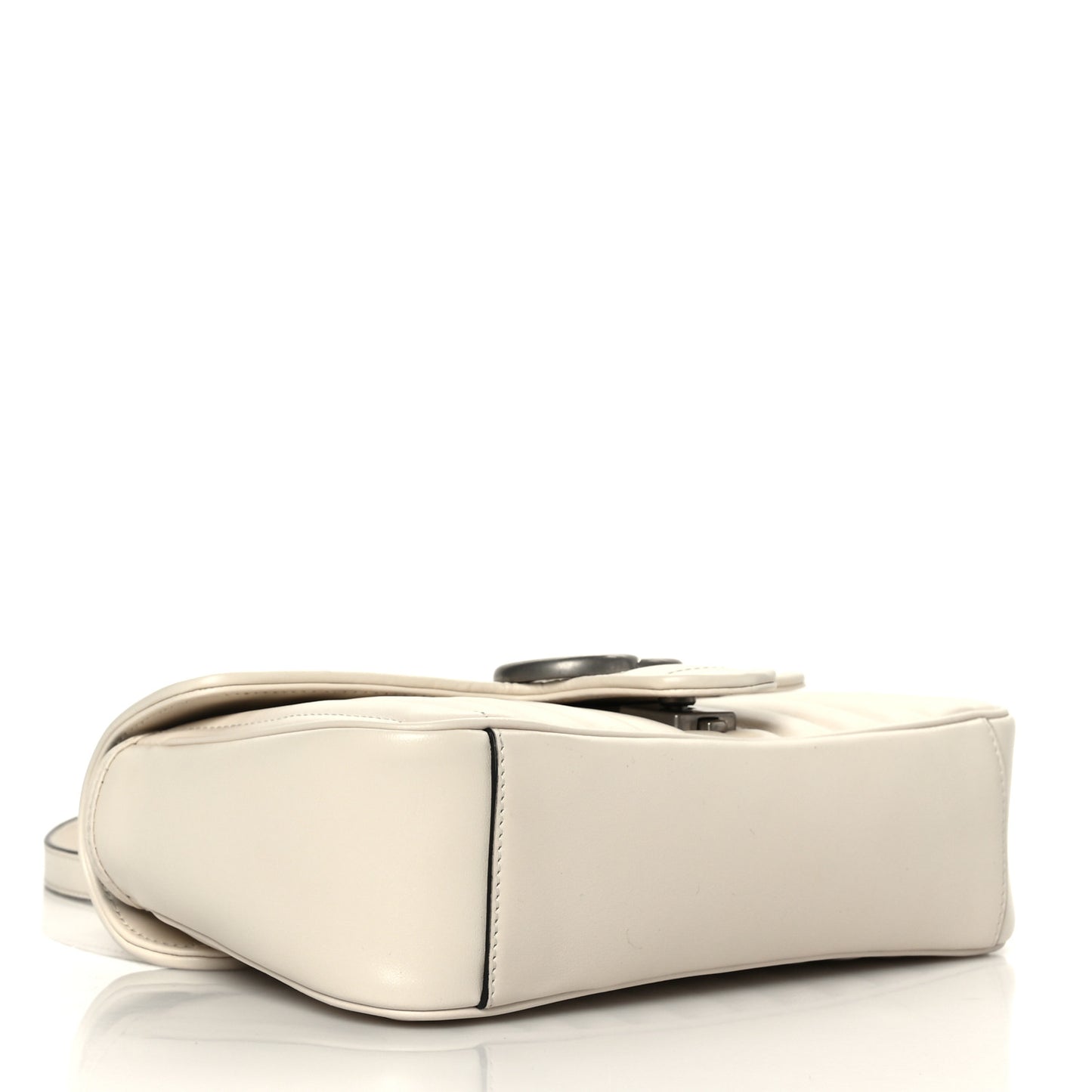 Calfskin Matelasse Aria Small GG Marmont Shoulder Bag Mystic White