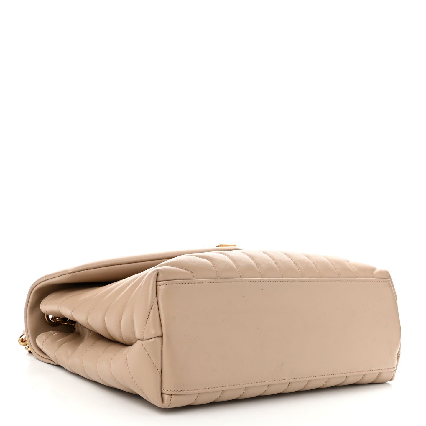 Calfskin Y Quilted Monogram Medium Loulou Chain Satchel Natural Tan