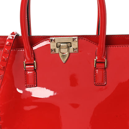 Valentino Garavani Patent Monochrome Rockstud Double Handle Tote Rosso Valentino 7 of 13