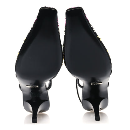 Gucci Tela Retino Nappa Charlotte Crystal GG Monogram Square G 75mm Slingback Pumps 37 Black 7 of 12