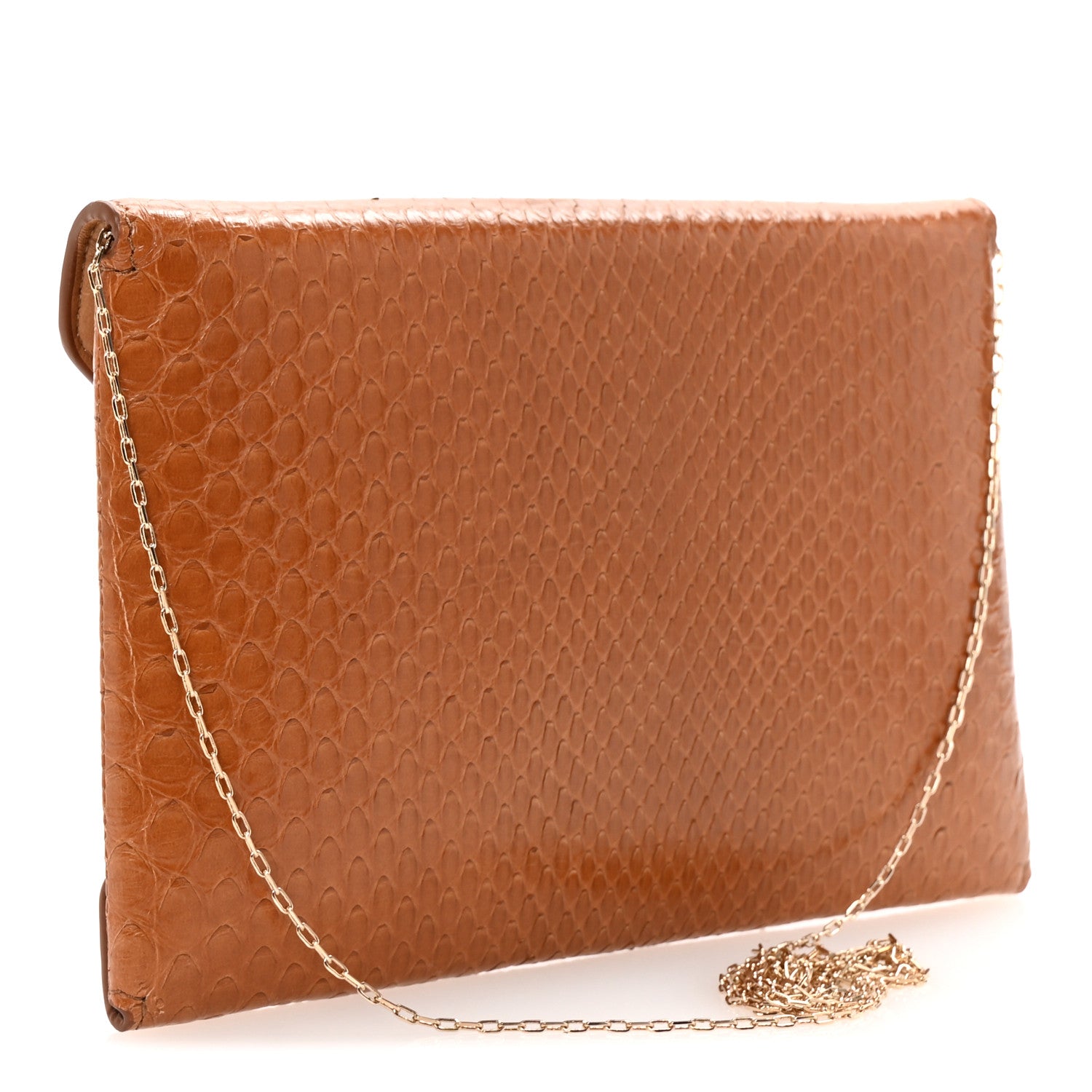 The Row Snakeskin Envelope Chain Clutch Camel 3 of 9
