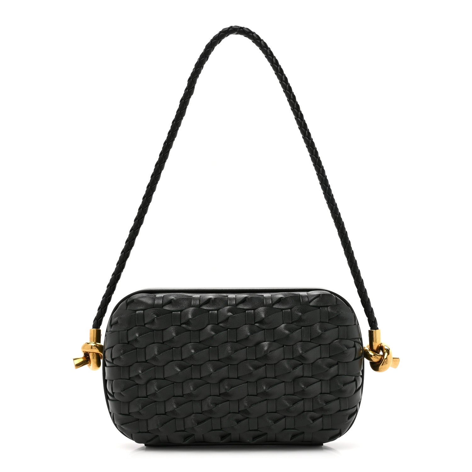 Bottega Veneta Grained Lambskin Intreccio Knot On Strap Black 1 of 9