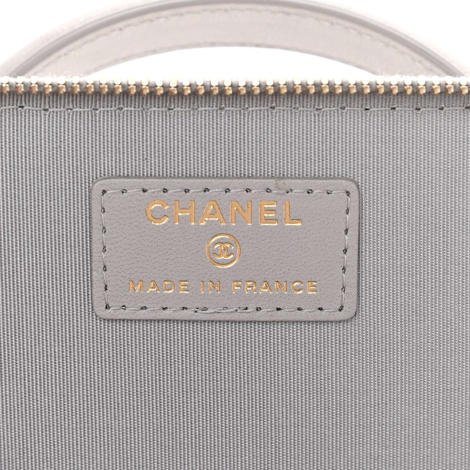 Chanel Lambskin Quilted Small Top Handle Vanity Case With Chain Light Grey 6 of 11