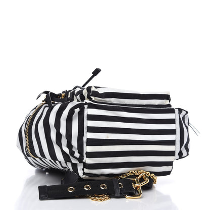 Burberry Nylon Striped Medium Rucksack Backpack Black White 4 of 13