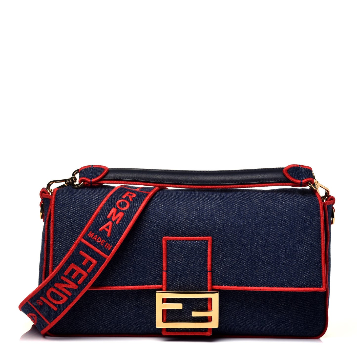 Denim Large Baguette Blue Rosso