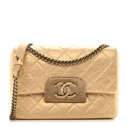 Chanel Metallic Aged Calfskin Quilted CC Square Flap Light Gold 1 of 9