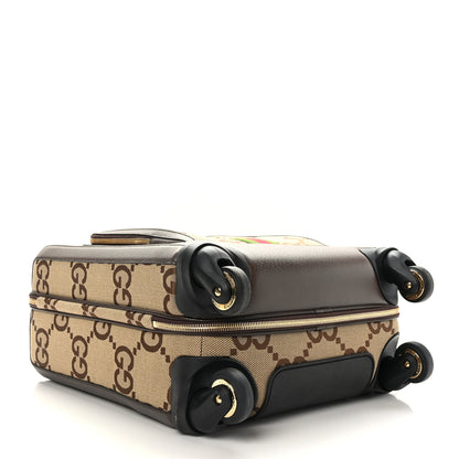 Gucci Monogram Jumbo GG Textured Dollar Calfskin Web Small Savoy Cabin Trolley Camel Ebony New Acero 3 of 8