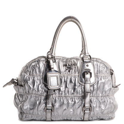 Prada Nappa Gaufre Bowler Argento 1 of 10