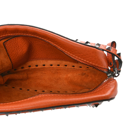 Valentino Garavani Grained Calfskin Small Rockstud Flap Pocket Camera Crossbody Bag Orange 5 of 9