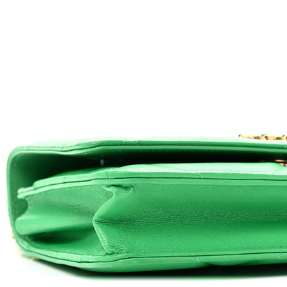Chanel Shiny Goatskin Quilted Chanel 19 Wallet On Chain WOC Green 10 of 12