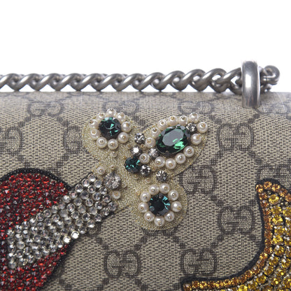 Gucci GG Supreme Monogram Suede Pierced Heart Embroidered Medium Dionysus Shoulder Bag Beige Ebony Pink Tropical Flower 13 of 18