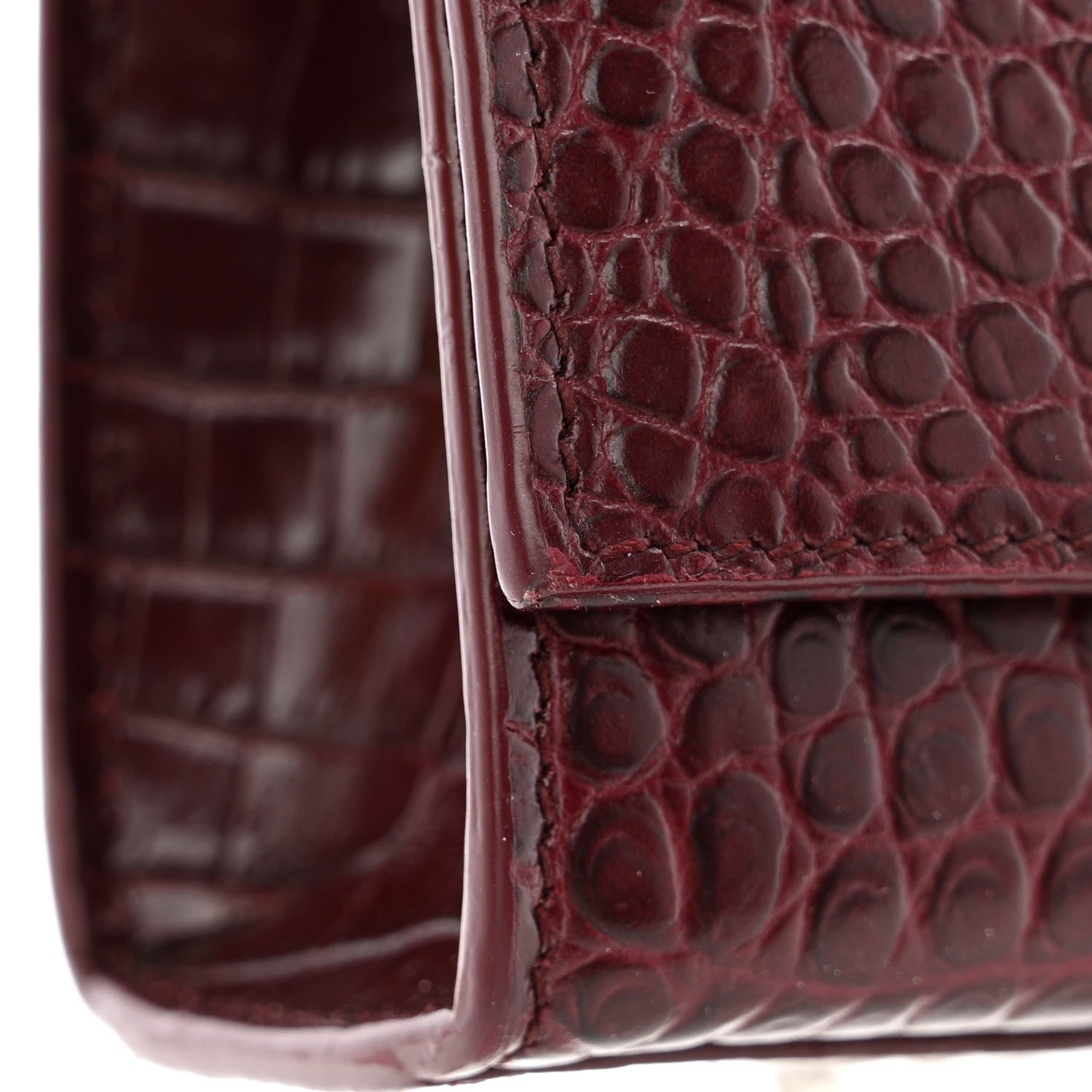 Saint Laurent Calfskin Crocodile Embossed Medium Classic Monogram Kate Tassel Satchel Dark Red 12 of 12