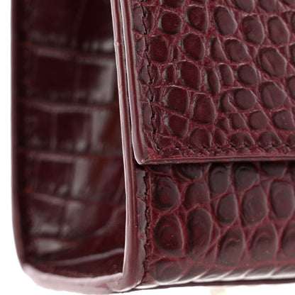Saint Laurent Calfskin Crocodile Embossed Medium Classic Monogram Kate Tassel Satchel Dark Red 12 of 12