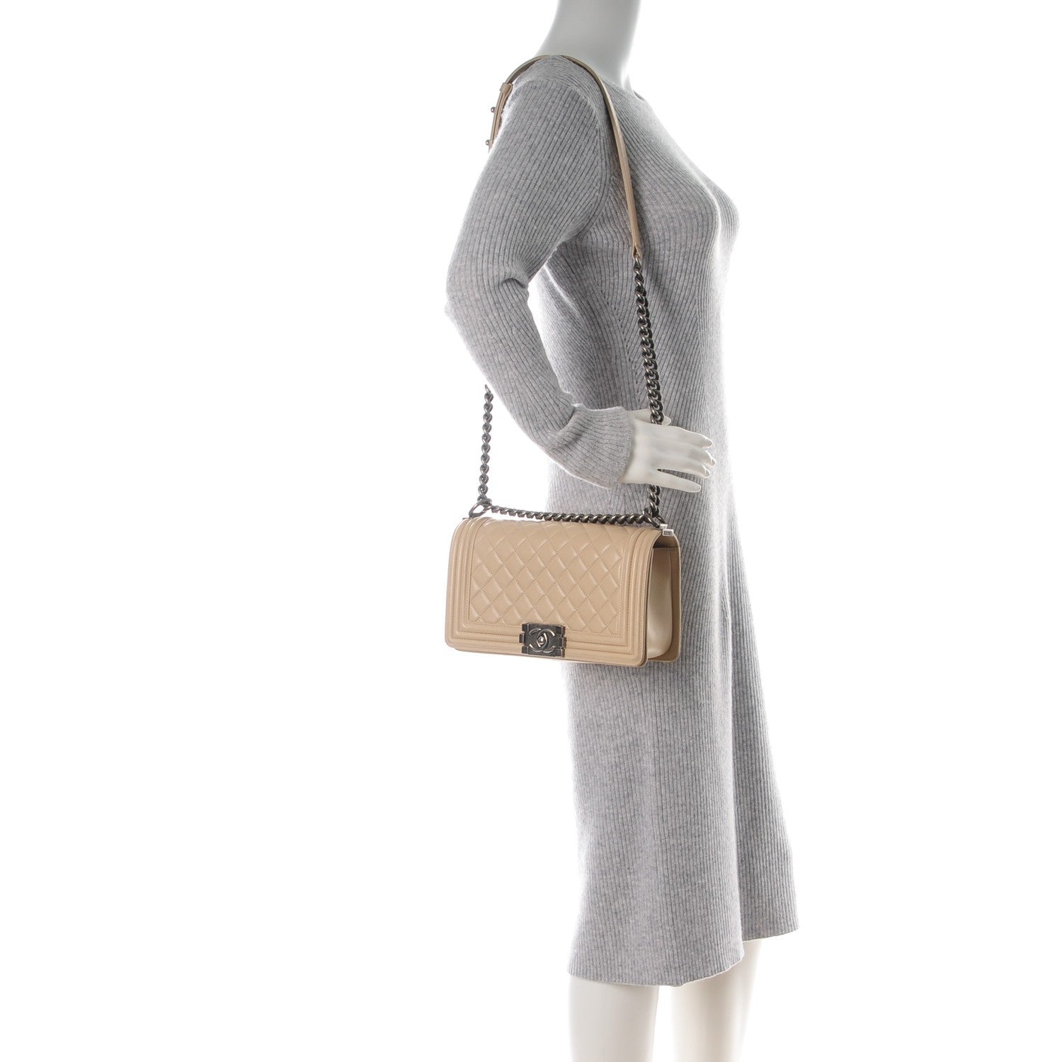 Chanel Lambskin Quilted Medium Boy Flap Beige Clair 2 of 9