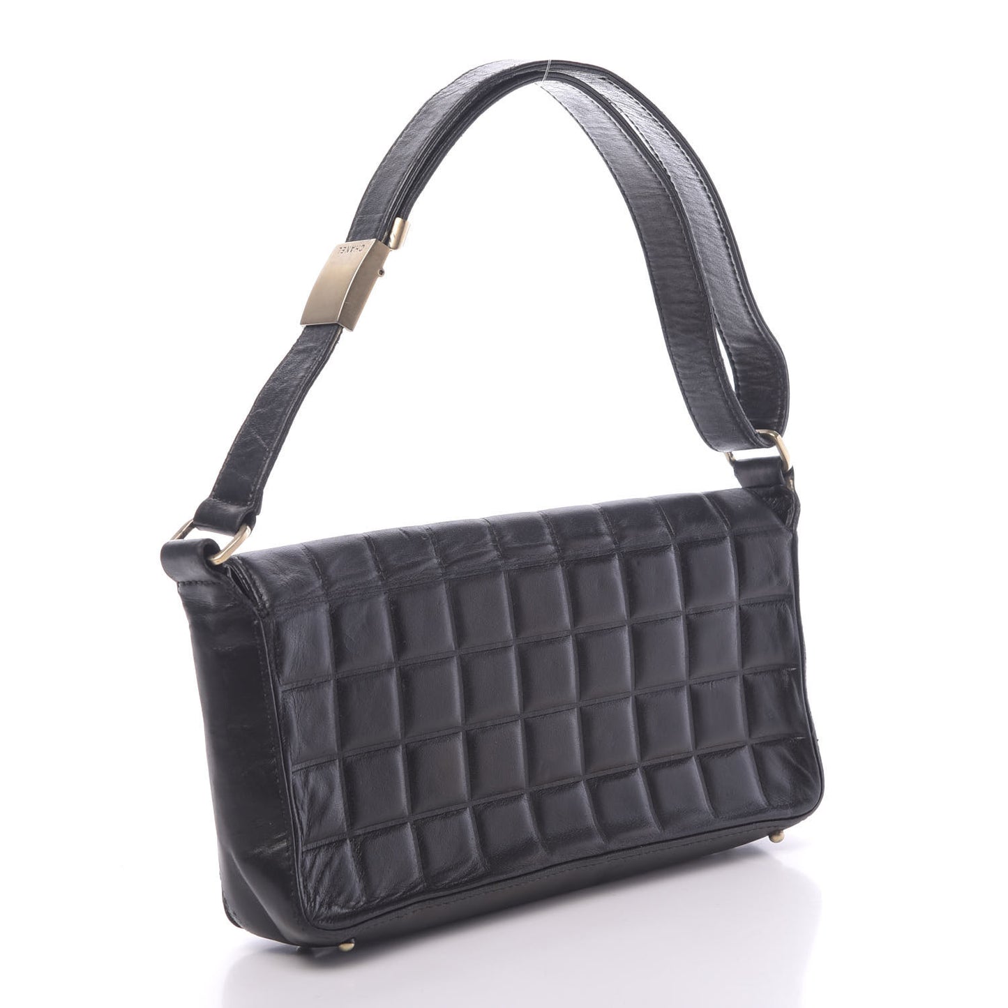 Lambskin Quilted CC Chocolate Bar Flap Black