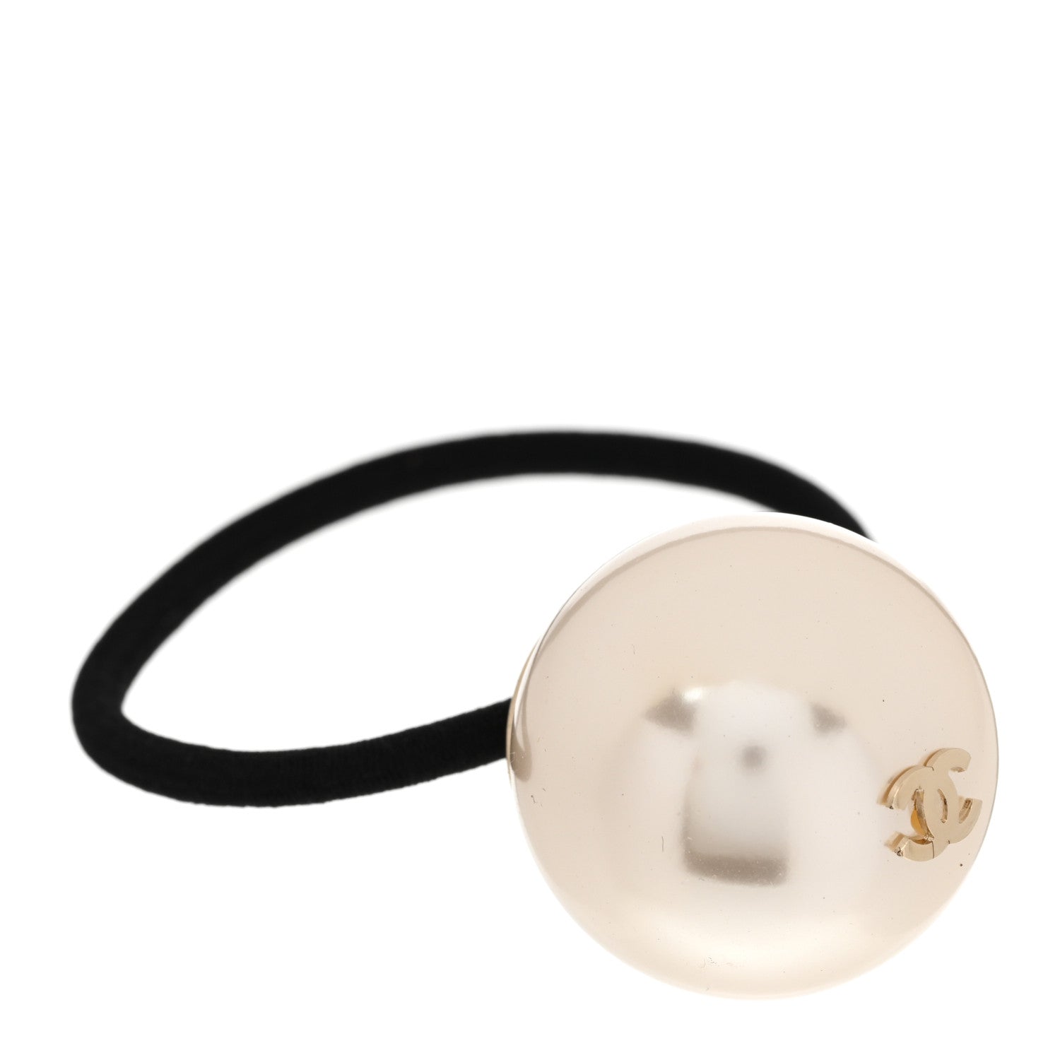 Chanel Pearl CC Hair Tie Black White 1 of 5