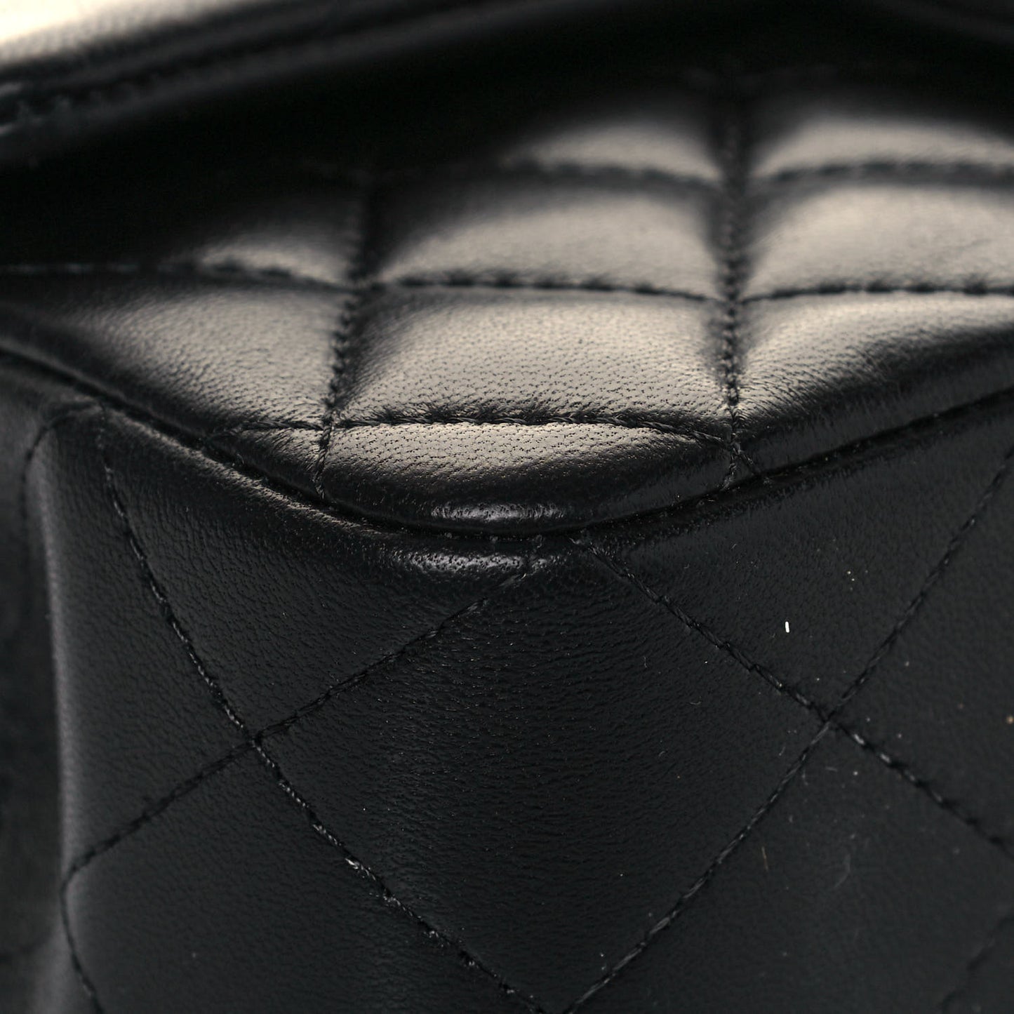 Lambskin Quilted Mini Top Handle Rectangular Flap Black