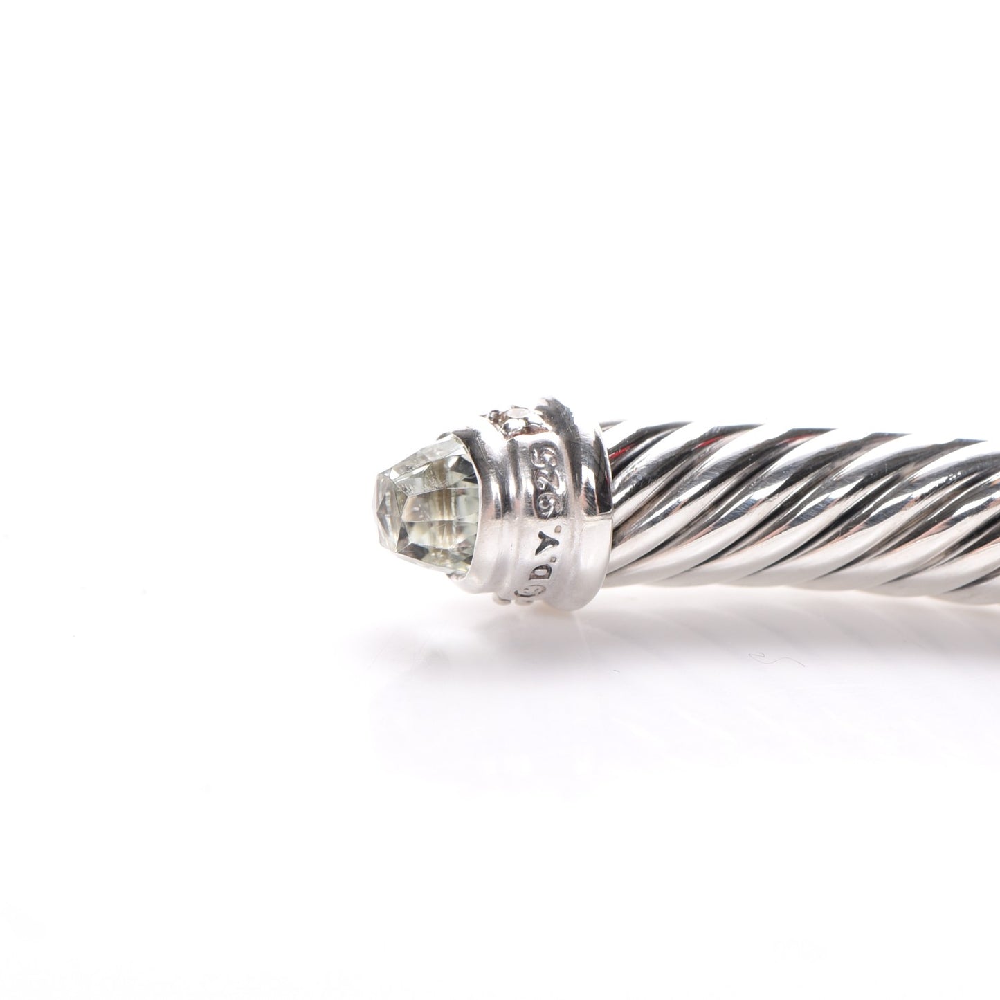 Sterling Silver Diamond Prasiolite 5mm Cable Classics Bracelet