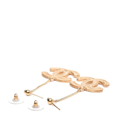 Chanel CC Drop Earrings Matte Gold 3 of 5