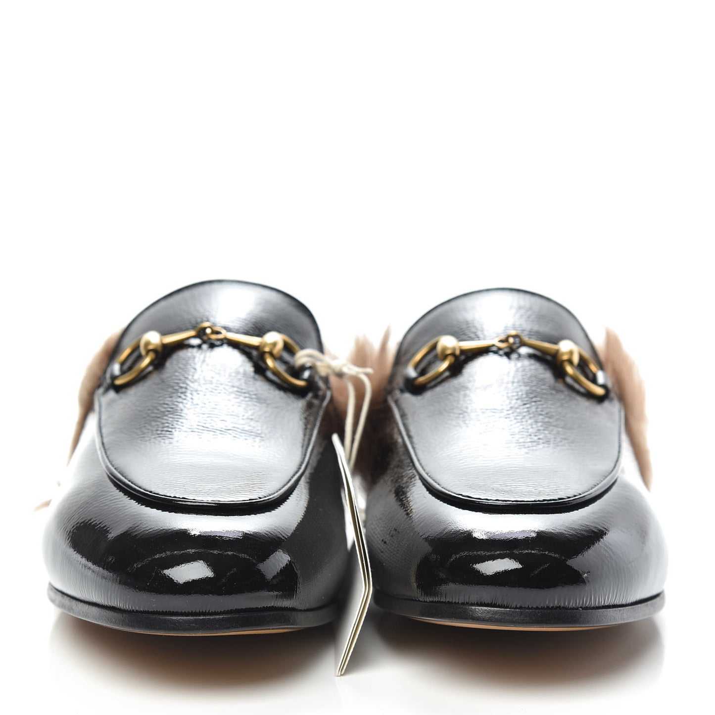 Patent Fur Womens Princetown Slippers 37.5 Black