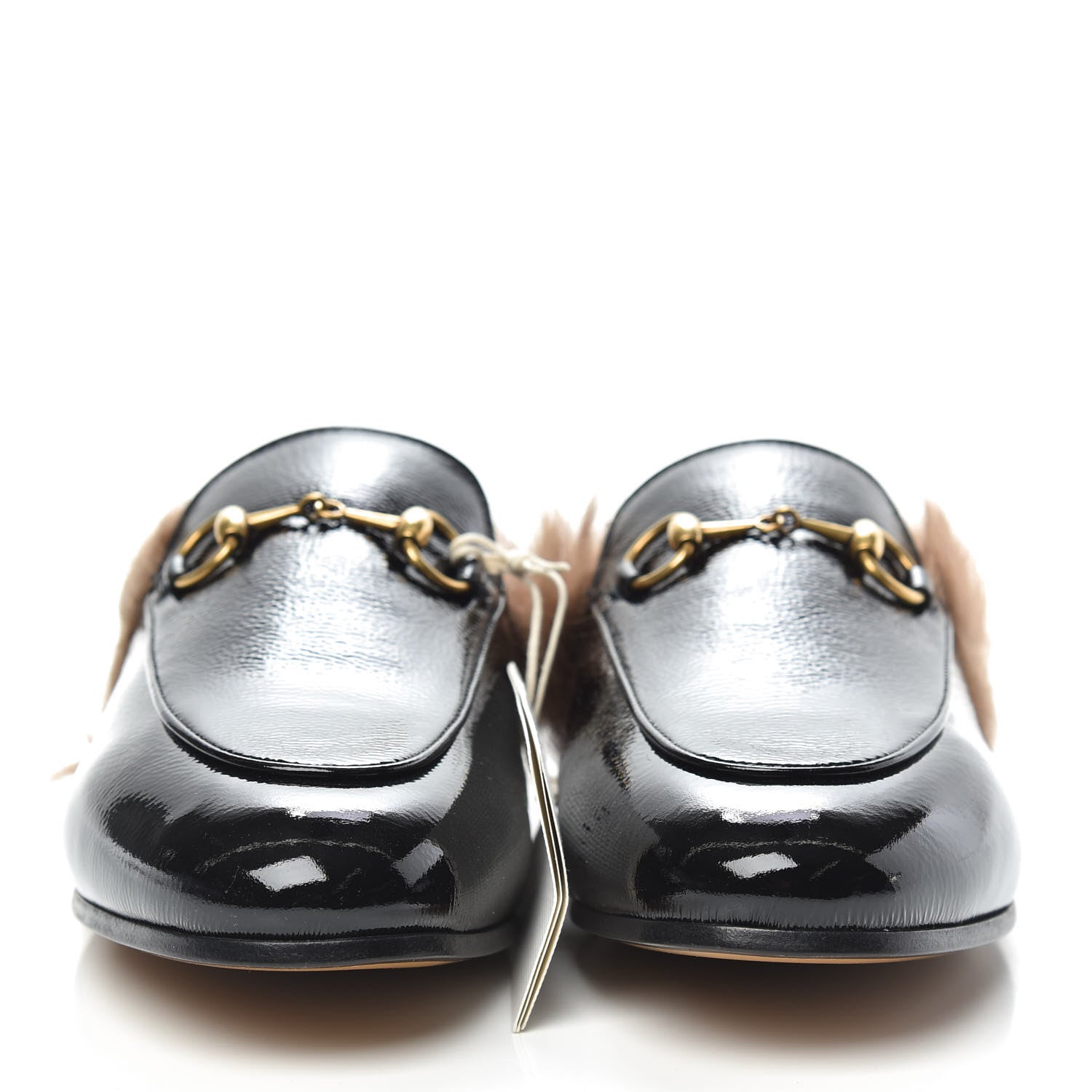 Gucci Patent Fur Womens Princetown Slippers 37.5 Black 2 of 8